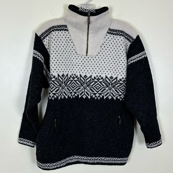 NORSK WEAR 100% Wool Traditional Pattern 1/4 Zip w/Zip Pockets & Fleece Collar - Picture 2 of 12